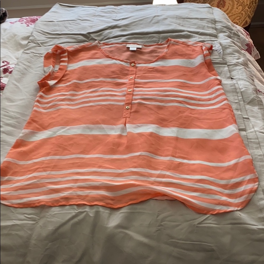 Talbots sheer peach and cream top
